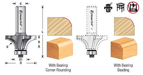 Amana Tool - MRR108 Carbide Tipped Miniature Corner Rounding 1/16 Radius x 5/16 Dia x 5/16