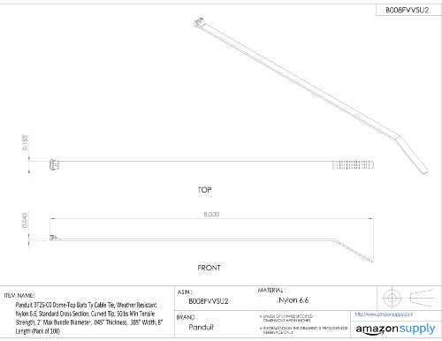 Panduit BT2S-M0 Cable Tie, Metal Barb, Standard, Weather Resistant Nylon 6.6, 8.0-Inch Length, Black (1,000-Pack)