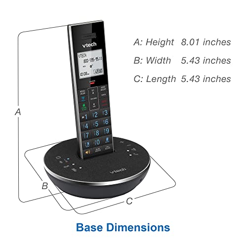 VTech LS6381-2 Bluetooth Speaker with Echo Cancellation, Noise Reduction, Music Streaming, PC/Landline/Cellular Calls, Paired with DECT6.0 Cordless Handset, Answering System, Smart Call Blocker,Black