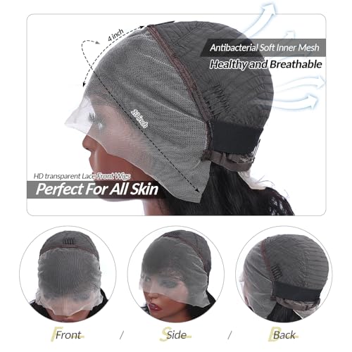 200% Density Short Curly Bob Wig Human Hair Deep Wave 13x4 HD Lace Front Wigs Human Hair for Black Woman Water Wave Glueless Wigs Human Hair Pre Plucked Natural Color 10 Inch