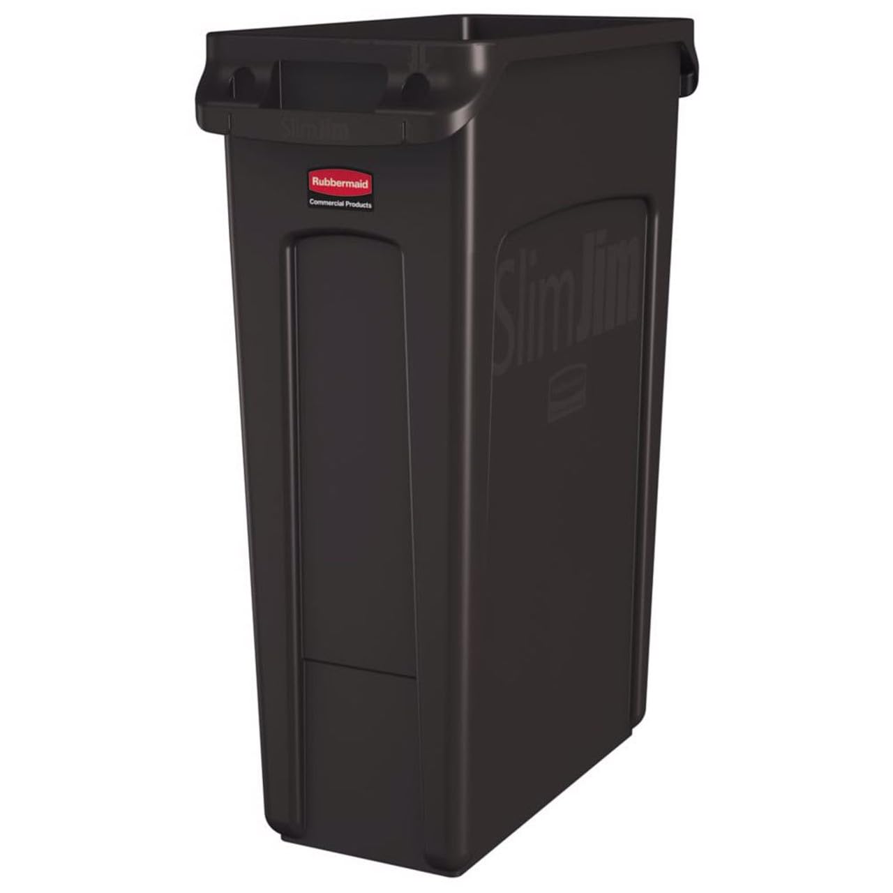 Rubbermaid Commercial Products Slim Jim Plastic Rectangular Trash/Garbage Can/Bin with Venting Channels 23 GAL Brown for Kitchens/Classrooms/Offices/Back of House
