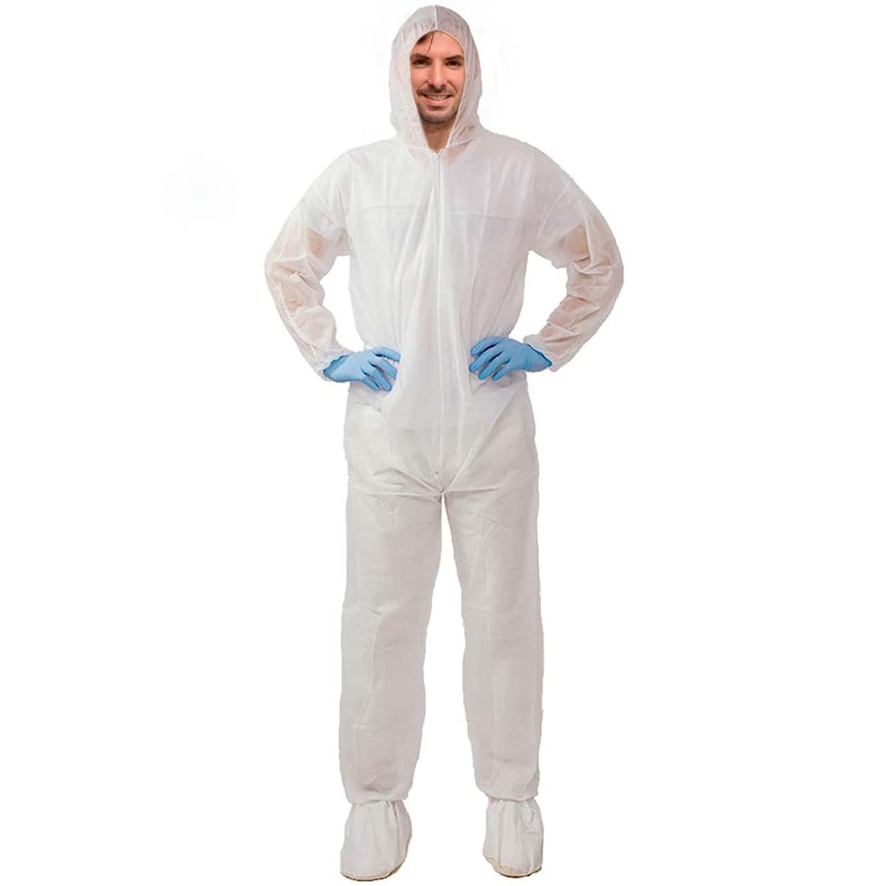 Tiger Tough Products Hazmat Suits Disposable Coverall - Breathable & Comfortable Disposable Coveralls for Men, Large, 25-Pack