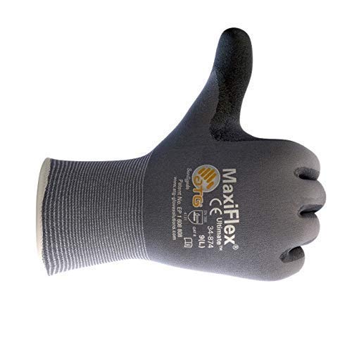MaxiFlex 34-874 Ultimate - Nylon Micro-Foam Nitrile Grip Gloves - Black/Gray - X-Large - 12 Pairs (Dozen)