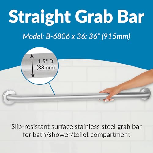 Concealed Mounting with Diameter Snap Flange Grab Bar Grab Bar Size: 36"