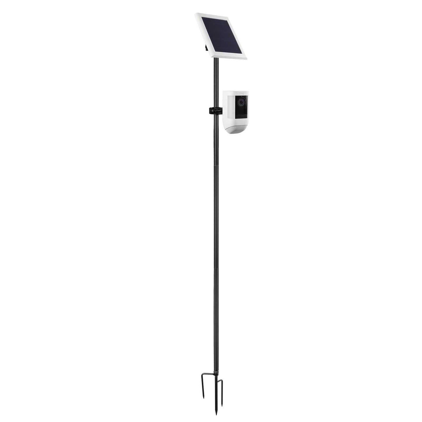 Koroao 31.49 or 47.24 inch Ground Stake Mount Stand with Solar Panel Mount for Ring, Blink, Arlo, Eufy, Wyze, Google Nest, Simplisafe Cameras and Solar Panels Ground Stake Bracket（Black）
