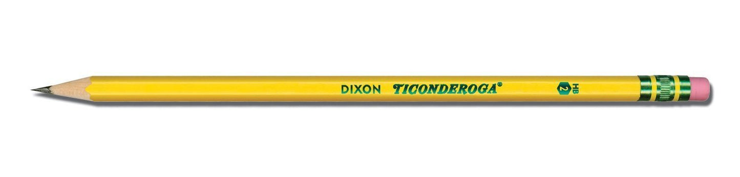 Ticonderoga #2 Pencils, Wood-Cased, 6 24-Count Hang-Tab Boxes, Total 144 Pencils, Yellow (13924) (13924N)