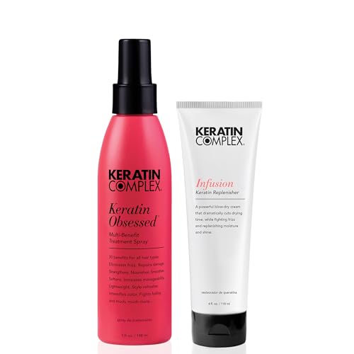 Keratin Complex - Blow Dry Essential Kit - Keratin Obsessed, 5 fl oz + Infusion Keratin Replenisher, 4 fl oz
