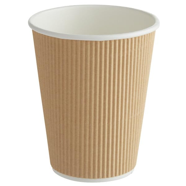 Ripple Paper Cups for Coffee & Tea Made in USA | Bulk for Home, Office, Restaurants & Coffee Shops | Recyclable, Insulated, & Disposable To-Go Cups for Hot Beverages (12oz - 500 Count)