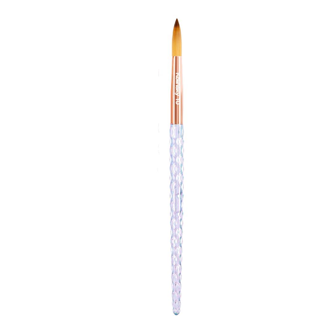 KIARA SKY Clear Crystal Acrylic Nail Brush - Professional Nail Tool - Nail Kolinsky Brush - 100% Kolinsky Hand Crafted Nail Tools - Long Lasting Nail Acrylic Brush, #10