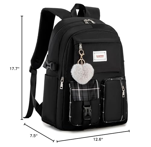 Acmebon Girl Roomy Fashion Laptop Backpack Set Casual Daypack Set for Women Black