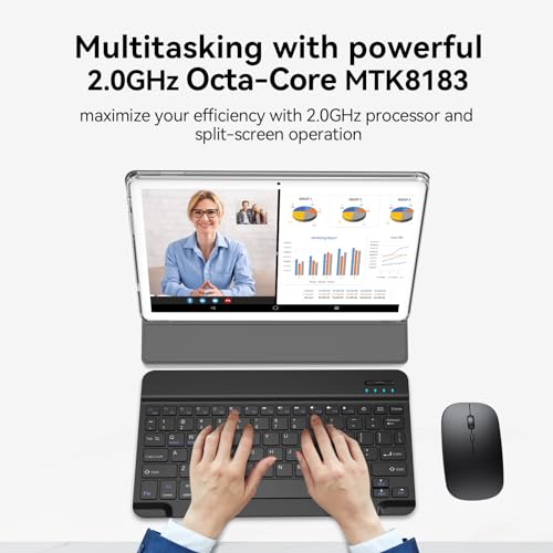 ANTEMPER Android Tablet 10 Inch, 2025 Android 13 Tablets, 128GB Storage+16GB RAM (8+8Virtual), Octa-Core Processor, 5G WiFi Tablet, with Keyboard Mouse Case, 13MP+8MP Camera (Silver)