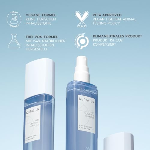 KERASILK Volumizing Spray | Enhances Volume & Body |Provides Weightless Conditioning & Detangling |With Heat Protection | For Limp, Flat Hair | 125ml