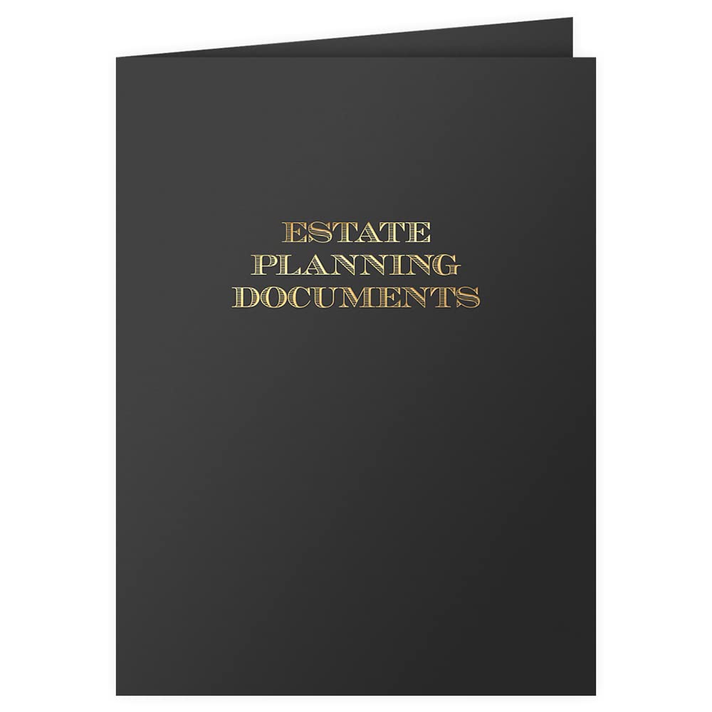 The Gallery Collection, 25 Count, Black, Estate Planning Documents Pocket Folders, Gold Foil Stamped, for Legal Professionals (9 x 12)