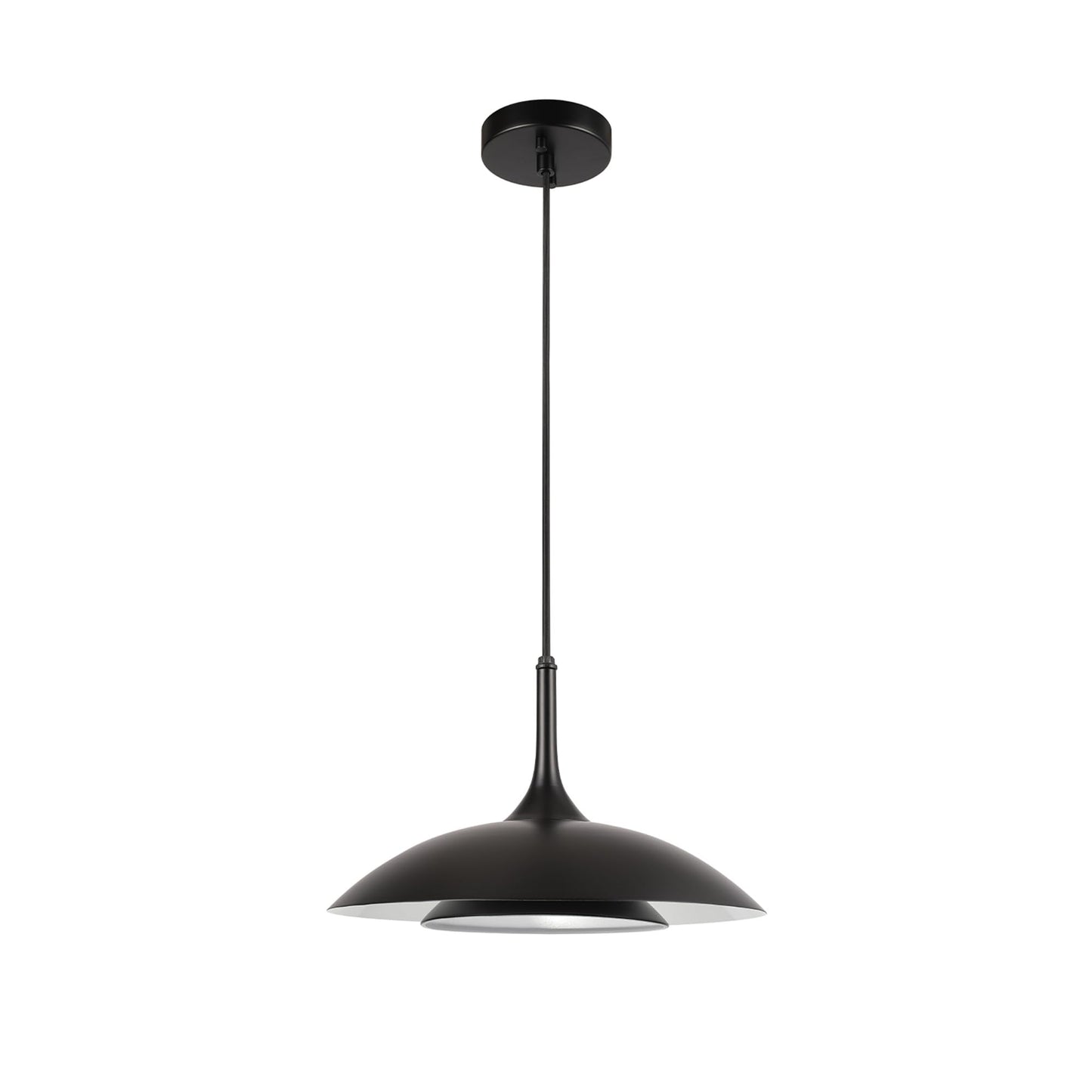 GLOBE Novogratz x Electric 67000104 Novogratz x 14W LED Integrated Glossy Black Pendant Lighting with White Interior Shade and Black Cord