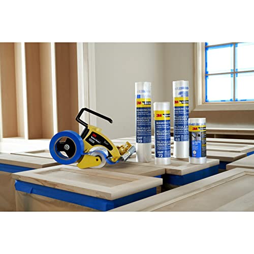 3M Hand Masker Advanced Masking Film, 8 Rolls, 48 in x 180 ft, Static Cling Keeps Film in Place, Prevents Liquids From Bleeding Through, Flake Resistant, For Indoors & Outdoors Use (AMF48-8C)