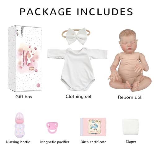 KSBD Reborn Baby Dolls - 20 Inch Lifelike Newborn Baby Doll, Realistic Baby Doll with Advanced Painted Veins, Look Real Sleeping Girl Baby Doll with Soft Cloth Body for Kid Age 3+ Laura