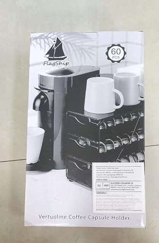 FlagShip for Nespresso Pod Holder Vertuo Pod Drawer Large Mullti Tier Coffee Pod Holder(3 Tier (60Pods Capacity))