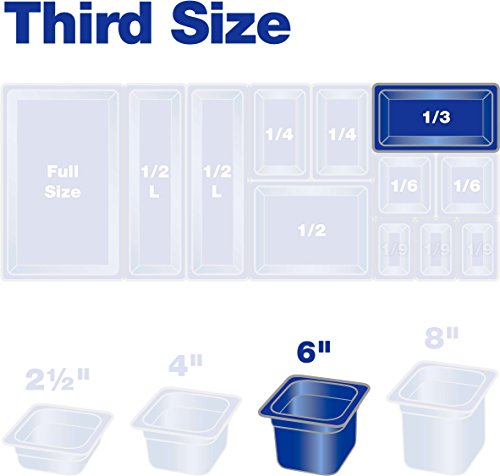 Carlisle FoodService Products Storplus Food Storage Container Food Pan, Chafing Pan for Catering, Buffets, Restaurants, Polycarbonate (Pc), 1/3 Size 6 Inches Deep, Clear, (Pack of 6)
