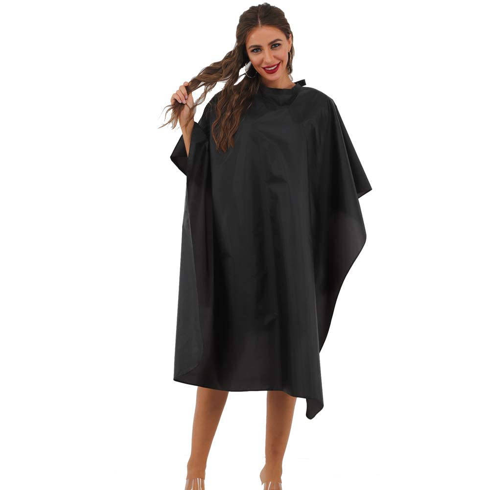 BSFHH Black Barber Cape - Professional Nylon Waterproof Salon Cape, 59" x 47", 10 Pack