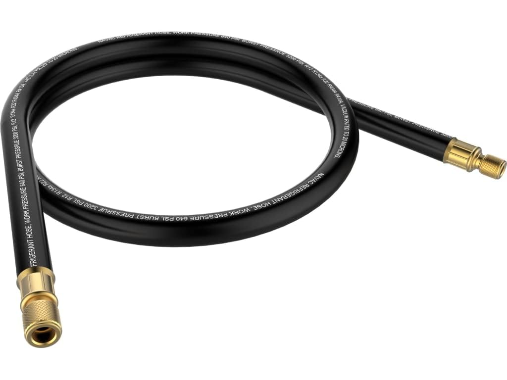 NAVAC NHB1 High-Flow Refrigerant Hose - 3/8" to 1/4" Fittings | 6 Feet Length - 1/2" Internal Diameter - Faster HVAC Evacuation and Recovery - 20 Microns Vacuum