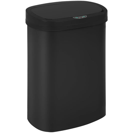 BestOffice Black Plastic Touch Free High-Capacity Garbage Can with Lid, 49L/13G, Rectangular, Quiet Close, Kitchen, Bedroom, Bathroom, Office