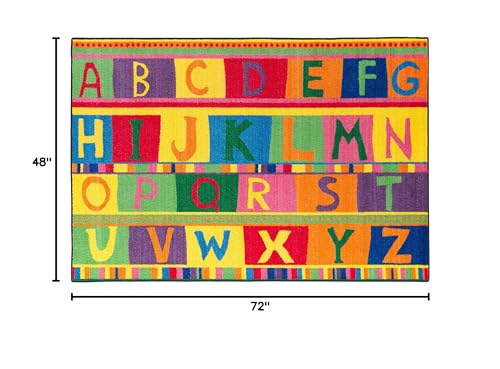 Flagship Carpets ABC Tapestry Machine Washable Educational Rug for Childrens Classroom, Home Learning and Playroom Rug or Children's Bedroom Carpet, 4' x 6', Multicolor