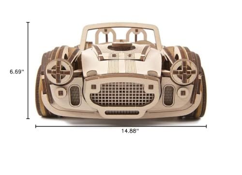 UGEARS Drift Cobra Racing Car Puzzle - Wooden 3D Puzzles for Adults to Build with Powerful Spring Motor - Wood Mechanical Models Building Kit for Fathers Day - Retro Hobbies for Men - 370 Pcs
