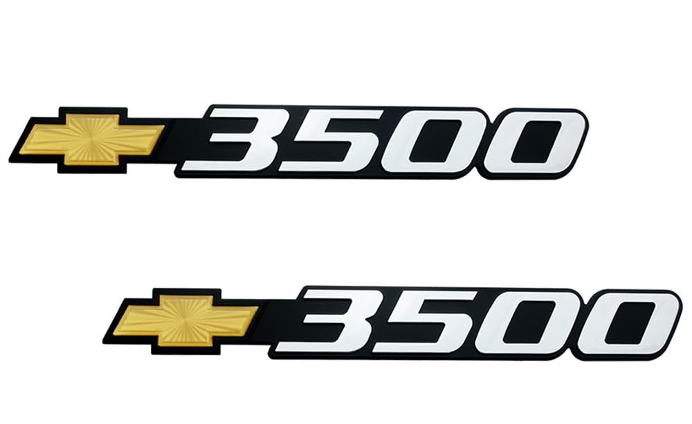 Pair Set Bowtie 3500 Emblems Front Door Right Left 3D Badge Nameplate Sticker Replacement for 2001-2007 Silverado 15126053 (Yellow)