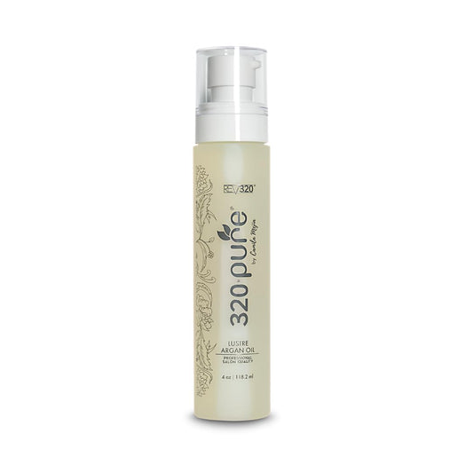 320Pure Lustre Argan Oil For Hair 4oz Pump, Aceite de argán para el cabello, Argan Oil Hair Treatment with Pure Argon, For Color-Treated, Damaged, Dry, Straight and Curly