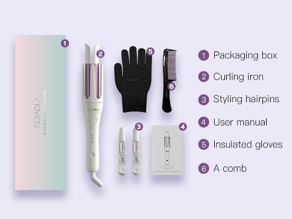 TSUYAGLA 1 1/4 inch Automatic Curling Iron - 1.25 Inch Hair Curler Automatic Rotating Wand - Anti-Scald - Dual Voltage