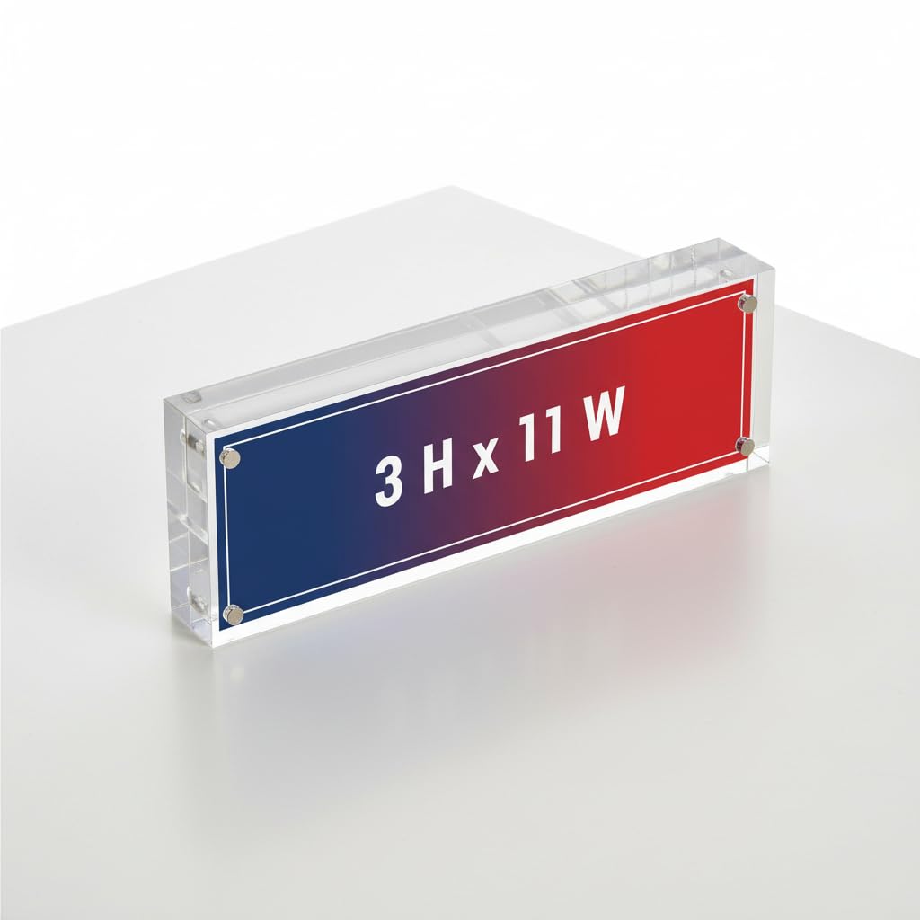 Azar Displays 104430 Clear Acrylic Magnetic Photo Frame Block 3" x 11" Vertical/Horizontal