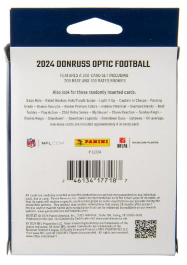 2024 Panini Donruss Optic NFL Football Trading Cards Hanger Box (Purple Scope) (20 Cards)
