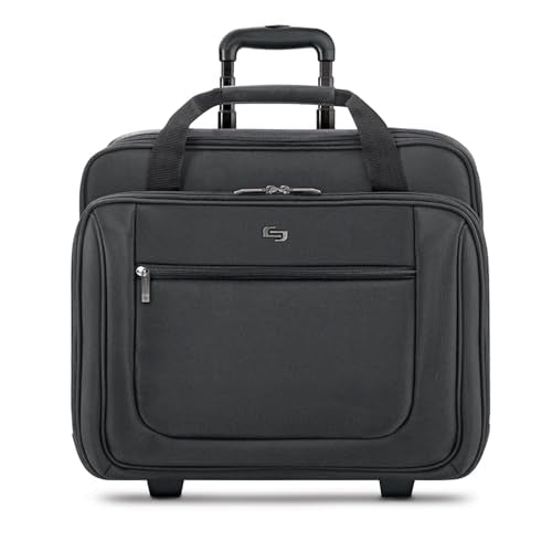 Solo New York Bryant Rolling Laptop Bag with Wheels,Fits Up to 17.3-Inch Laptop,Travel Friendly Wheeled Briefcase for Women and Men with Telescoping Handle, Black, 14" x 16.8" x 5" (PT136-4)