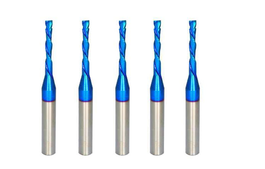 5PCS Spiral Router Bits Up&Down Compression Bit 1/8 inch Cutting Diameter 1/4 inch Shank Solid Carbide CNC End Mill for Wood Carving UDF58