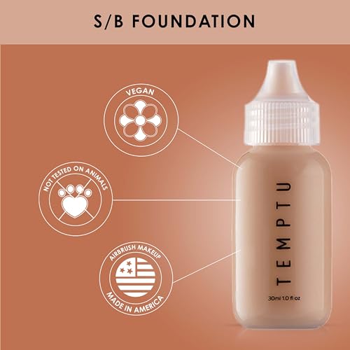 TEMPTU S/B Silicone-Based Airbrush Foundation: Professional Long-Wear Liquid Makeup, Sheer To Full Coverage For A Hydrated, Healthy-Looking Glow & Luminous, Dewy Finish On All Skin Types, 003 Ivory, 1 Fl Oz