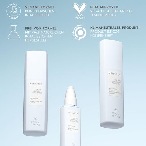 KERASILK Restorative Balm | Intensely Repairs & Minimizes Breakage | Nourishes Dry Ends & Strengthens Strands | With Heat Protection | For Dry, Stressed & Damaged Hair | 75ml