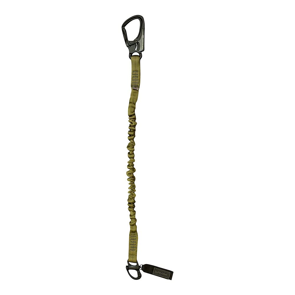 Fusion Tactical Military and Police Helo Lanyard - 6ft Elastic Bungee with Snap Hook Shackle, 23kN - Coyote Brown, 72 inches