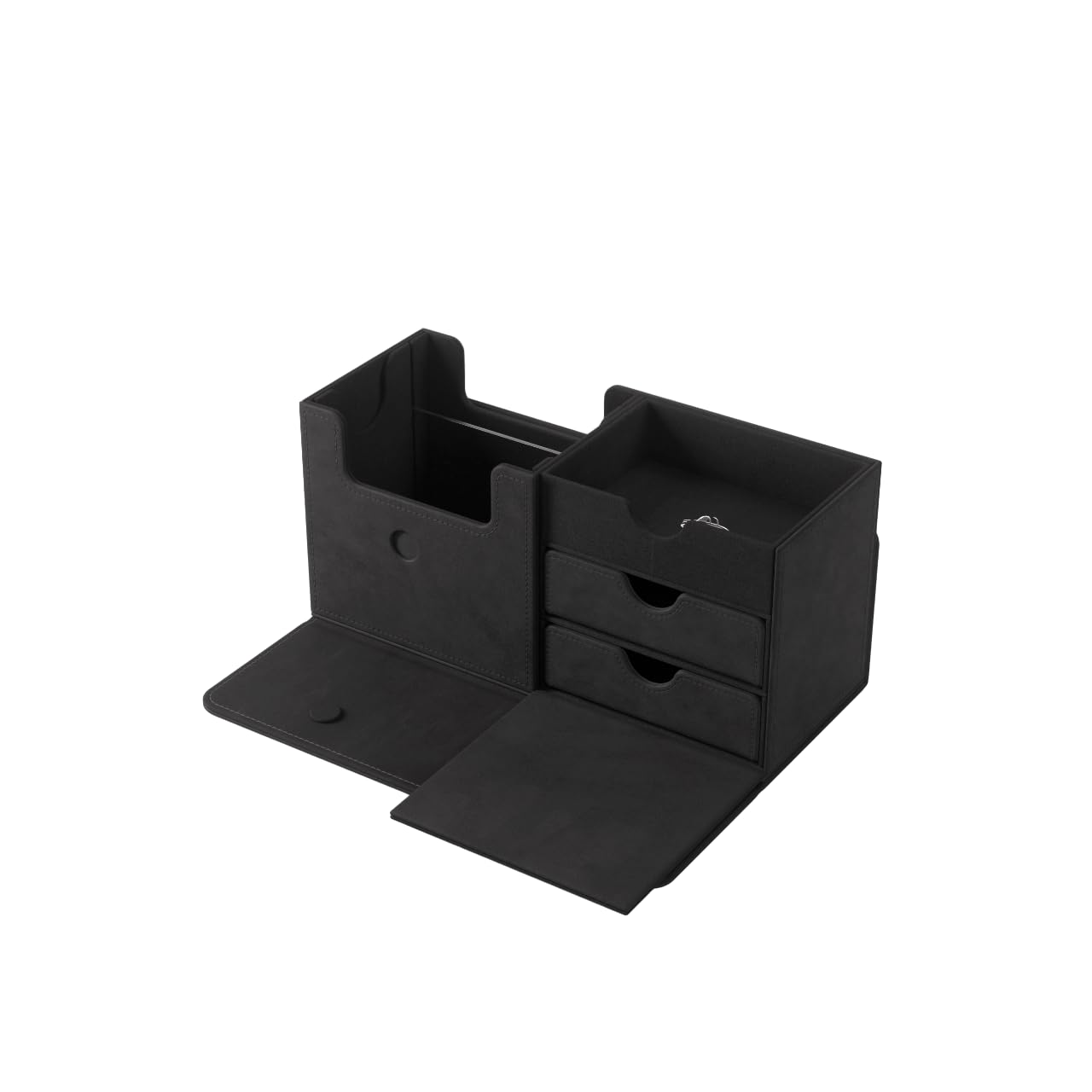 Gamegenic The Academic 133+ XL Premium Deck Box | Double-Sleeved Card Storage | Card Game Protector | Holds Up to 122 Cards Plus Game Accessories | Black/Black Color | Made