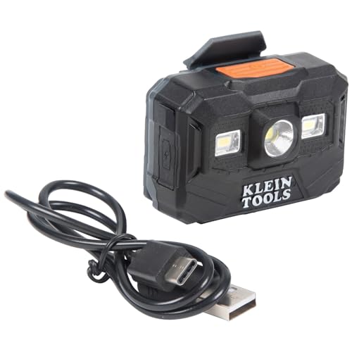 Klein Tools 60406RL Hard Hat, Rechargeable Headlamp, Non-vented, Full Brim Style, Padded Self-Wicking Odor-Resistant Sweatband, Tested up to 20kV, White