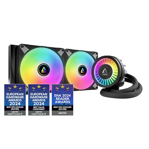 ARCTIC Liquid Freezer III 280 A-RGB - CPU AIO Water Cooler, Water Cooling PC, Intel & AMD, Efficient PWM-Controlled Pump, Fan: 200–1900 RPM, LGA1851 and LGA1700 Contact Frame - Black