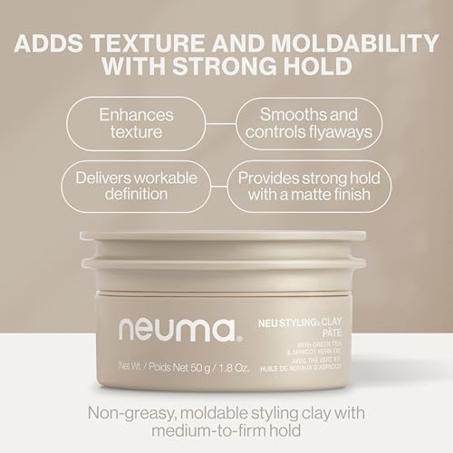 NEUMA Neu Styling Hair Clay 1.8 Fl. Oz. Strong Hold Texture Clay with Lavender, Mandarin & Vanilla Scent, Hair Clay for Men & Women