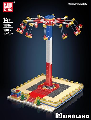 Mould King Flying Swing Ride Building Set, Rotating Flying Chair Amusement Park Model Kit, City Construction Building Blocks Set, Home Decoration Gift for Teens, Adults(1581 Pcs)