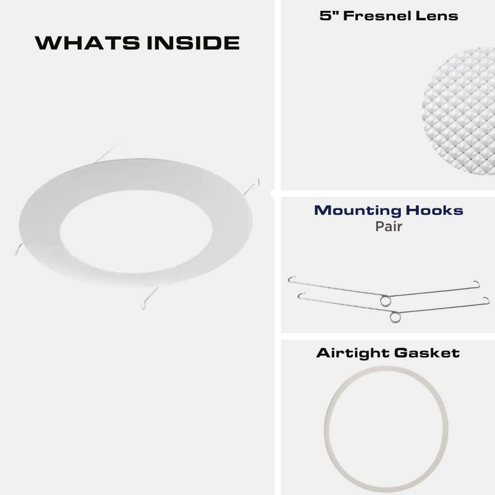 Four Bros 6 inch Recessed Ceiling Shower Trim with Frosted Albalite Lens Light Cover (White), 4 Pack
