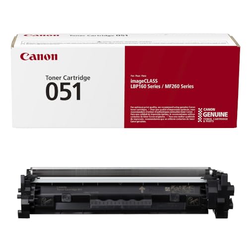 Canon Genuine Toner Cartridge 051 Black (2168C001), 1-Pack, for Canon imageCLASS MF264dw, MF267dw, MF269dw, LBP162dw Laser Printer, 1 Size (Toner 051 Standard)