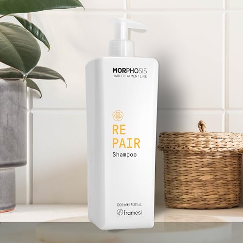 FRAMESI Morphosis Repair Shampoo 33.8 fl oz, Moisturizes and Strengthens Hair, Natural Ingredients, Color Safe