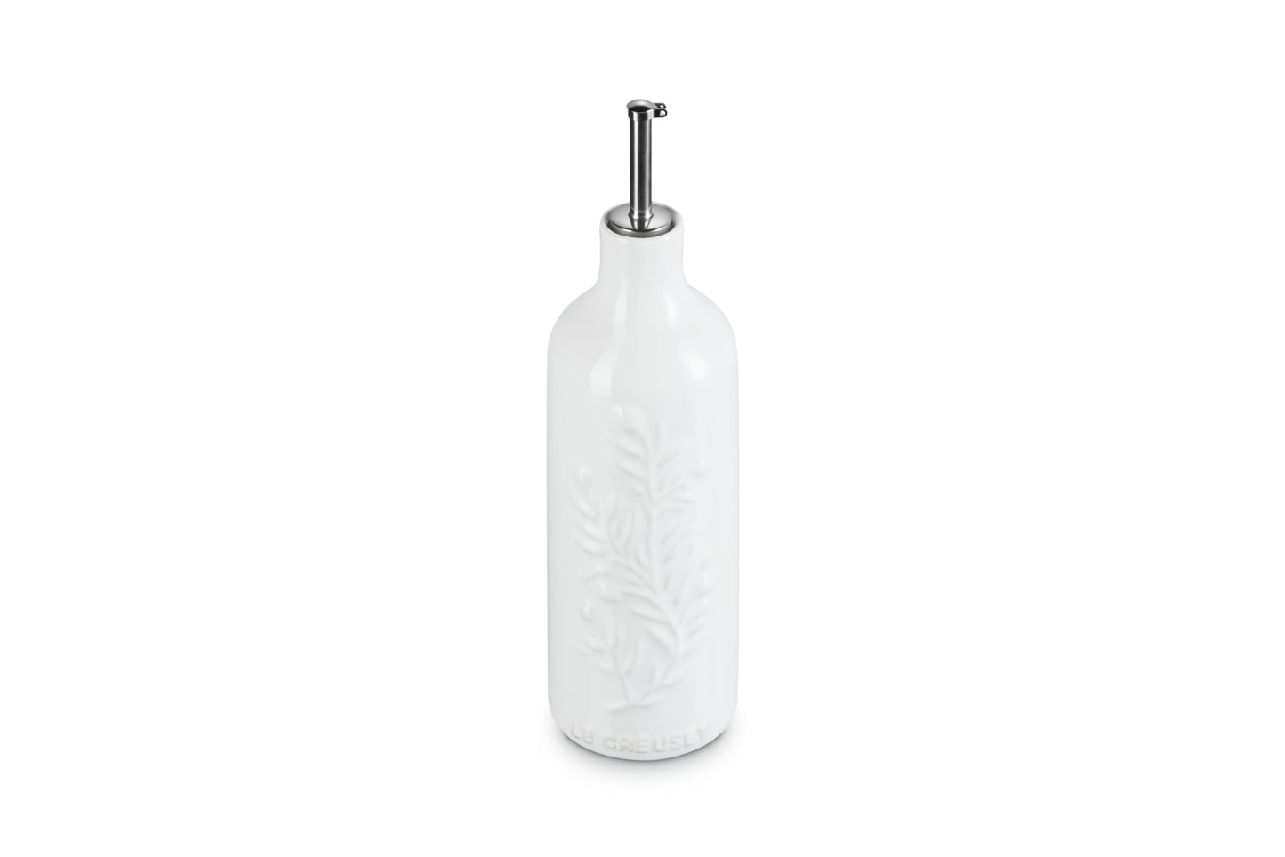 Le Creuset Stoneware Olive Branch Collection Oil Cruet, 20 oz., White