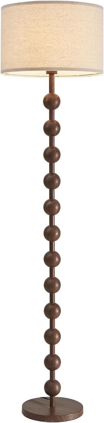 Fetason Modern Dimmable Floor Lamp with Remote Control for Living Room Bedroom, Red Wood Pattern Tall Standing Lamp Light for Home Office Dining Room with Fabric Shade