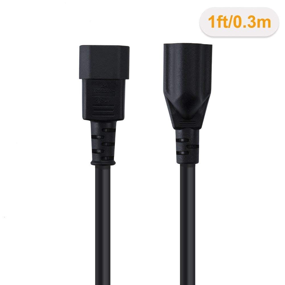 CableCreation [10-Pack] 1 Foot 18AWG Standard Computer Power Adapter Cord NEMA 5-15R Receptacle to IEC320 C14, 0.3M/Black