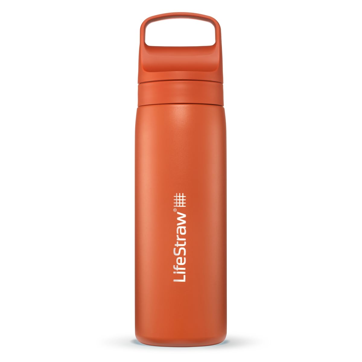 LifeStraw Go Series — Insulated Stainless Steel Water Filter Bottle, 18oz, Kyoto Orange, Removes Bacteria, Parasites, Microplastics, Improves Taste