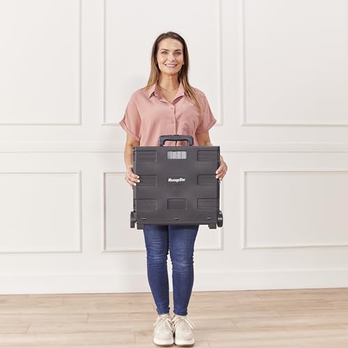 ECR4Kids Universal Rolling Cart with Canvas Organizer Bag, Mobile Storage, Blue/Grey